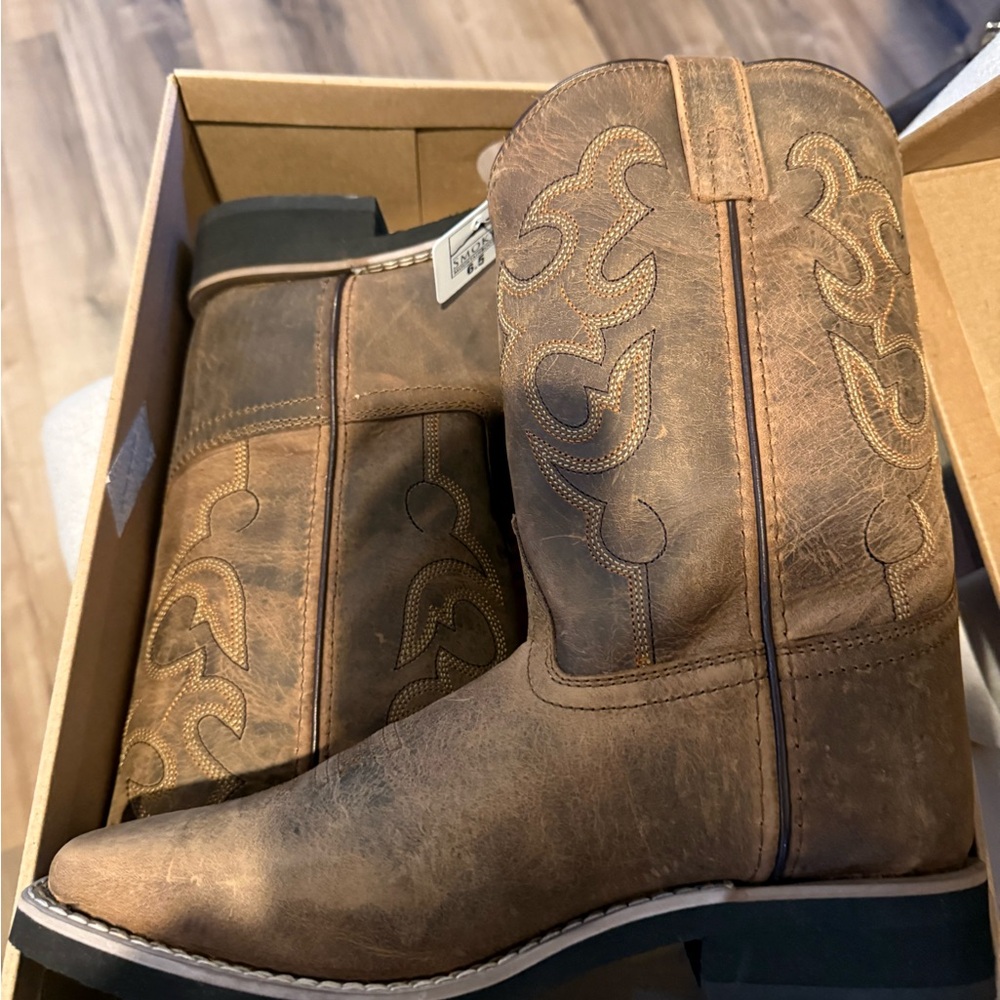 Brown Leather Combat Boots